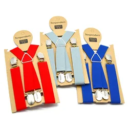 2.5*65cm Kids Adjustable Elastic Suspenders Braces X-Shape 4 Metal Clips Children Boys Girls Wedding Party Event Formal Casual