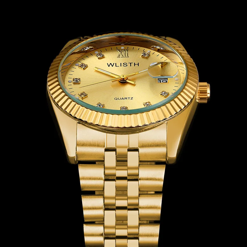 

Gold Relogio Masculino Luminous Watches Men Classic Fashion Sports Stainless Steel Date Quartz Business Wristwatch Reloj Hombre