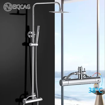 

Thermostatic Bathroom Shower Faucet Set Chrome 8 10 12 inch Shower Head Constant Temperature Shower Crane Brass Taps