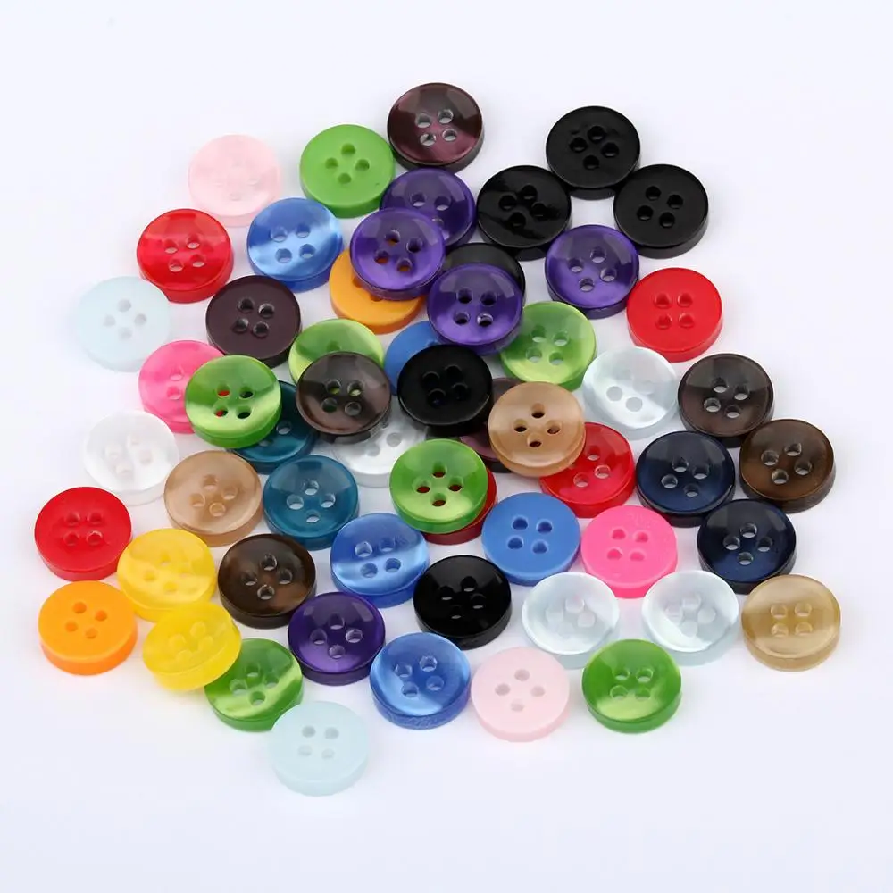 

50pcs 11mm Multi-color optional 4 Hole Color Round Mixed Resin Buttons Clothes Decor Sewing Scrapbooking Home