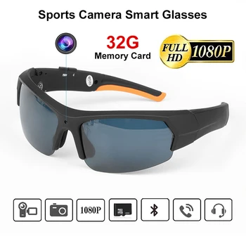 

Sports Smart Glasses Camera 32G HD1080P Camera Sunglasses Headset Smart Mini Camera Glasses Multifunctional Bluetooth MP3 Player