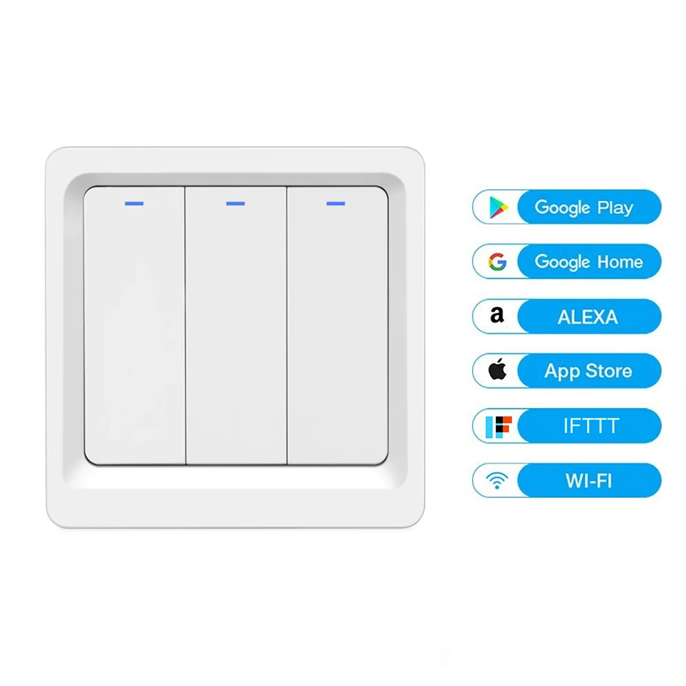 Переключатель Wi-Fi 1/2/3 светильник переключатель Многофункциональный Alexa/Google Home голосовое Управление дистанционного Управление дома времени с помощью приложения на телефоне переключатель