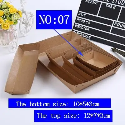 

100pcs/lot-10*5*3cm Disposable White Kraft Boat Box For Chip Food Tray Greaseproof Paper Box Fried Food Storage Box