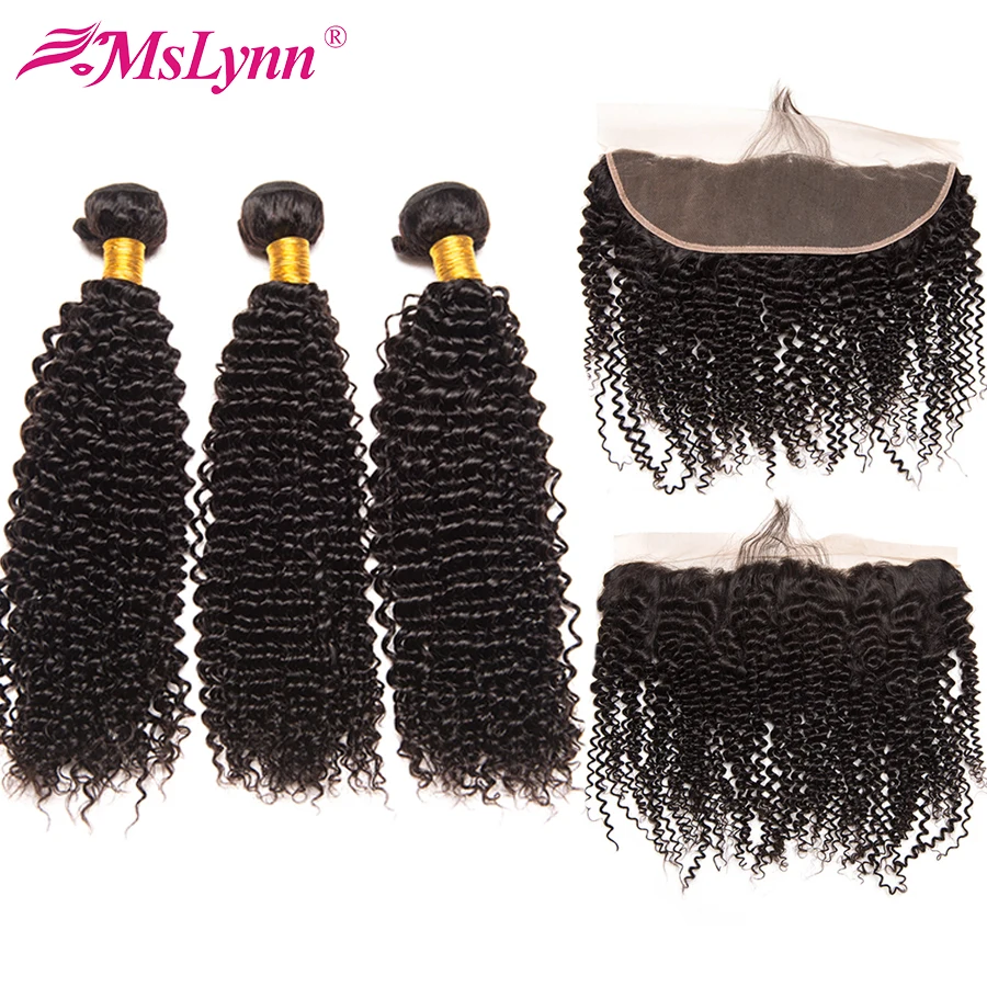 

Mslynn Afro Kinky Curly Hair Bundles With Frontal Human Hair Bundles With Closure Brazilian Hair Bundles With Closure Remy
