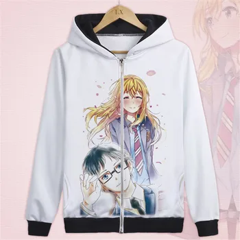 

Your Lie in April Cosplay Miyazono Kaori Print Pullover hoodie sweatshirts Arima Kousei Men Women Unisex Fleece Hoody for Autumn