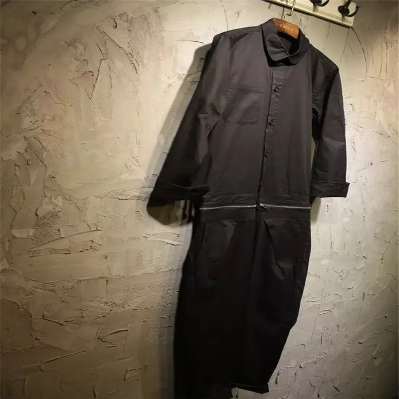 Men's winter tooling trousers Male fission jumpsuits long-sleeved conjoined trend