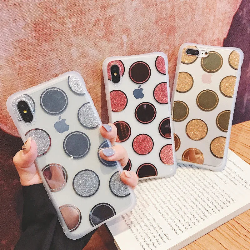

Luxury Electroplated Polka Dots Lovely Heart Phone Case For iphone X XR XS MAX Case For iphone 6 6s 7 8 plus Fashion Soft Cases