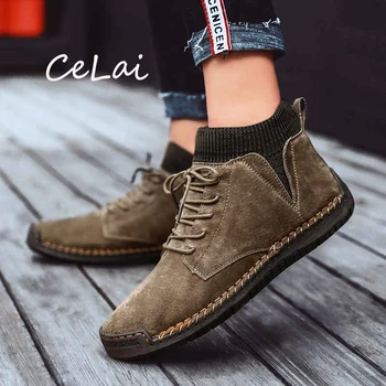

Plus Size Leather Shoes Outdoor Walking Casual Sneaker Warm Fur Men's Luxury Brand Shoes Comfortable Light Black Sneakers NA53