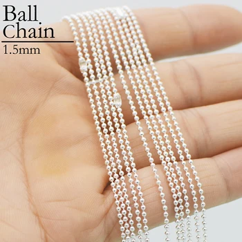 

50 pcs - 1.5mm Ball Chain Necklace, 24 Inch Silver Plated Ball Chain Necklace, 60cm Silver Color Bead Chain Necklace for Women
