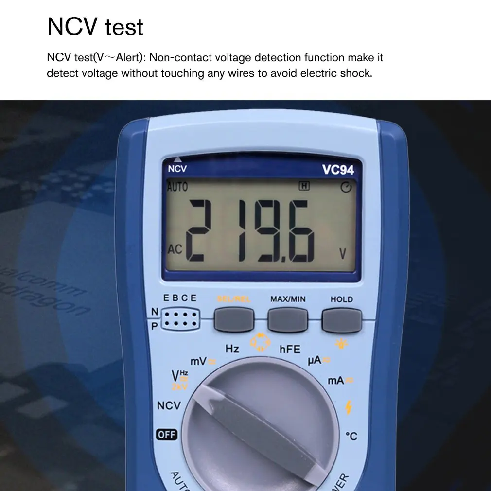 Цифровой мультиметр DC/AC напряжение тока T-RMS Авто Диапазон NCV/конденсатор/частота/Триод/диод/температура тестер VC94