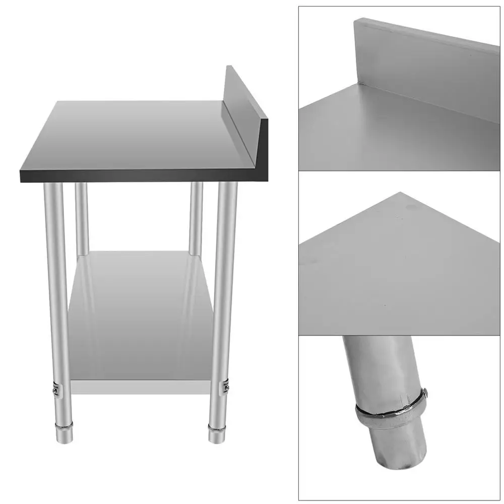  Stable Large Stainless Steel Two Layers Kitchen Work Bench Commercial Catering Stand Table Food Mak - 4000163408277