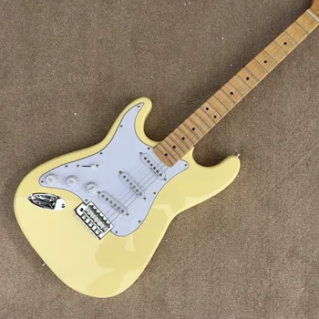 

2020 lefthand model Factory Wholesale ST Electric Guitar Deep scalloped Neck Milk Yellow Yngwie Malmsteen Guitar,Free Shipping