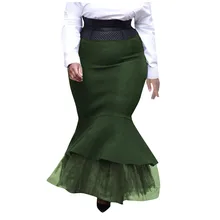 JOONDSHE размера плюс, сексуальные сетчатые юбки, женские, Ретро стиль, сплошной цвет, марля, пэчворк, оборки, вечерние, рыбий хвост, длинная юбка, Faldas Mujer