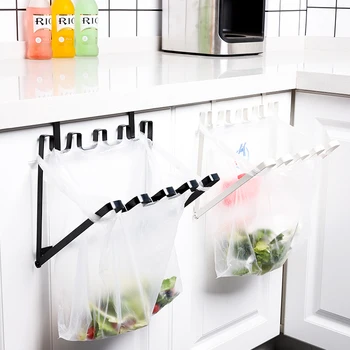 

Multifunction Hanging Storage Hook Trash Can Kitchen Garbage Bag Hanger Iron Cupboard Door Back Style Trash Frame Rack SaveSpace