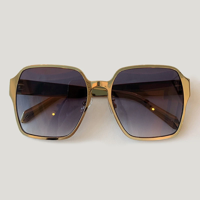 Квадратные Солнцезащитные очки в металлической оправе для женщин и мужчин, фирменный дизайн, классические зеркальные солнцезащитные очки больших размеров, UV400