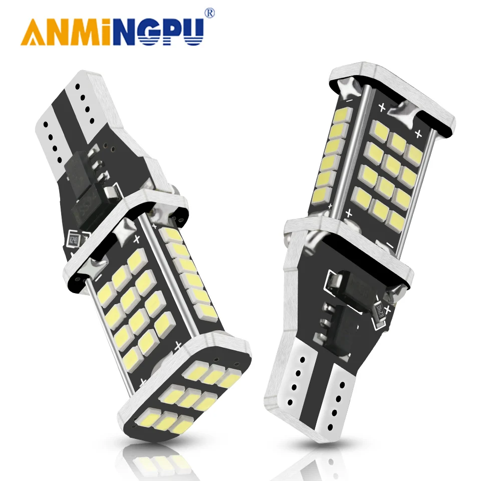 

ANMINGPU 2x Signal Lamp Led T15 Canbus 45SMD 2016Chips W16W T15 LED Bulbs Newest Backup Light Car Reverse Light White 12V