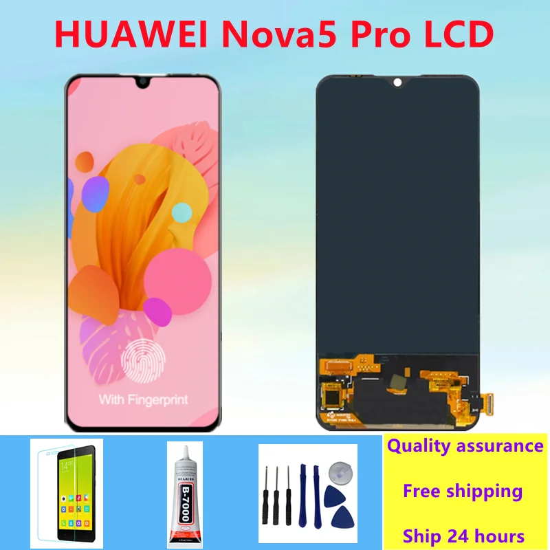 OLED для Huawei Nova 5 Pro, ЖК-дисплей, сенсорный дигитайзер в сборе, SEA-AL10 SEA-TL10 SEA-LX2, Замена для Huawei Nova 5 LCD