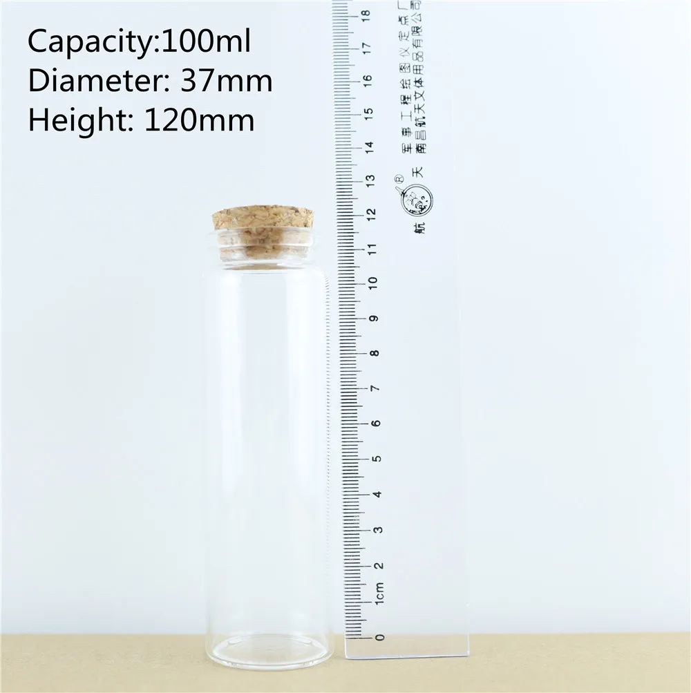 37mm 24PCS 100ml Glass Bottles Storage Jar for Spice Corks spicy Bottle Candy Containers Vials With Cork Stopper (7)