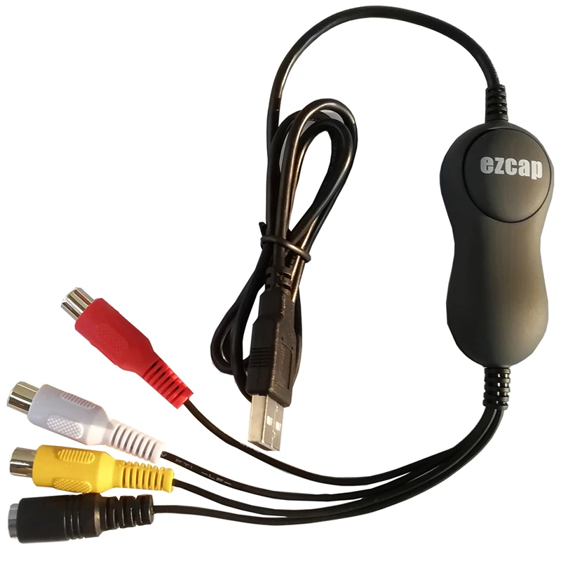 Черный MAC Vide карта захвата конвертирует видео в ПК из старого VHS DVD видеокамеры Hi8 USB2.0 аналоговый видео аудио в цифровое программное обеспечение - Цвет: Черный