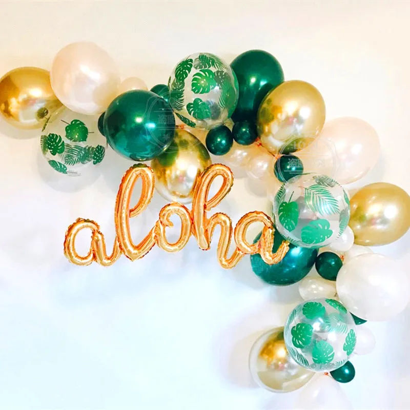 10pcs-12inch-Palm-Leaf-Latex-Balloons-transparent-balloons-Summer-Wedding-Hawaii-Tropical-Party-Decor-Green-Leaves