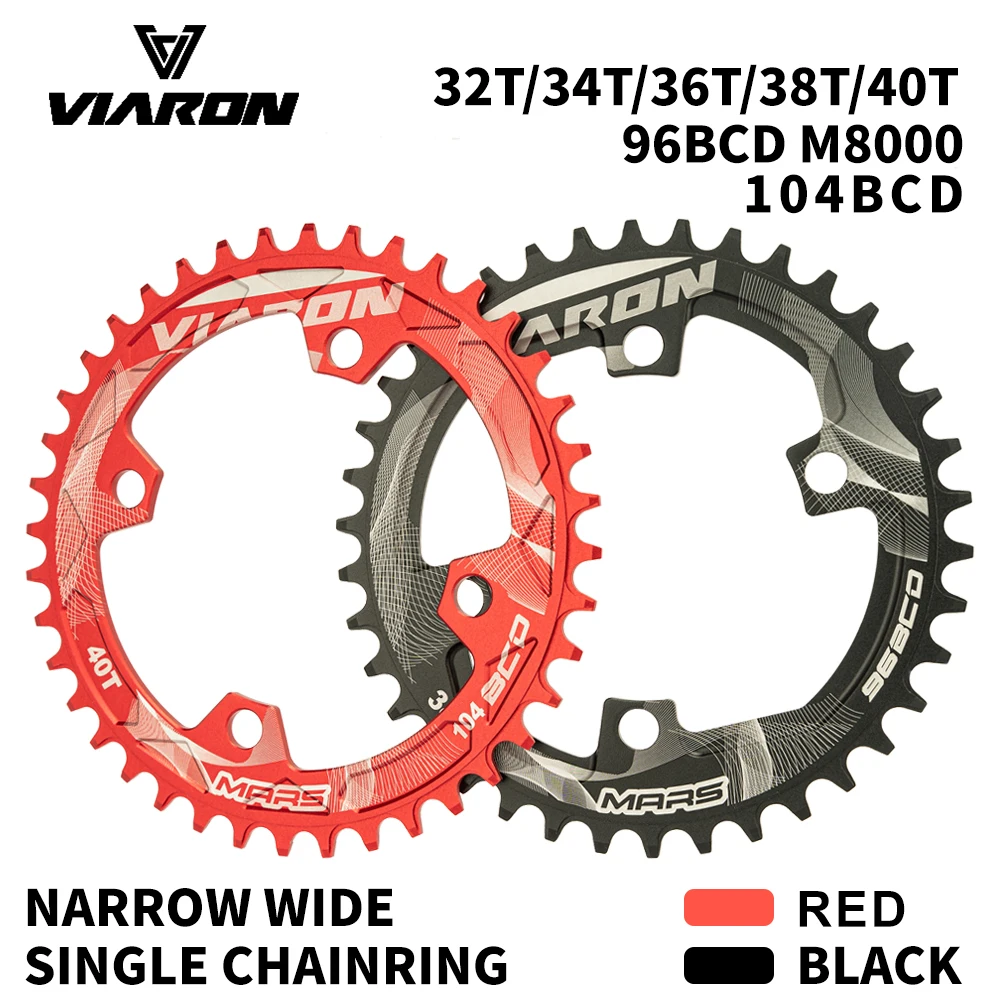 Round Narrow Wide Chainring Crankset Tooth Plate Parts 104BCD 32T 34T 36T 38T 40T 104 BCD for MTB Mountain Bike by VIARON