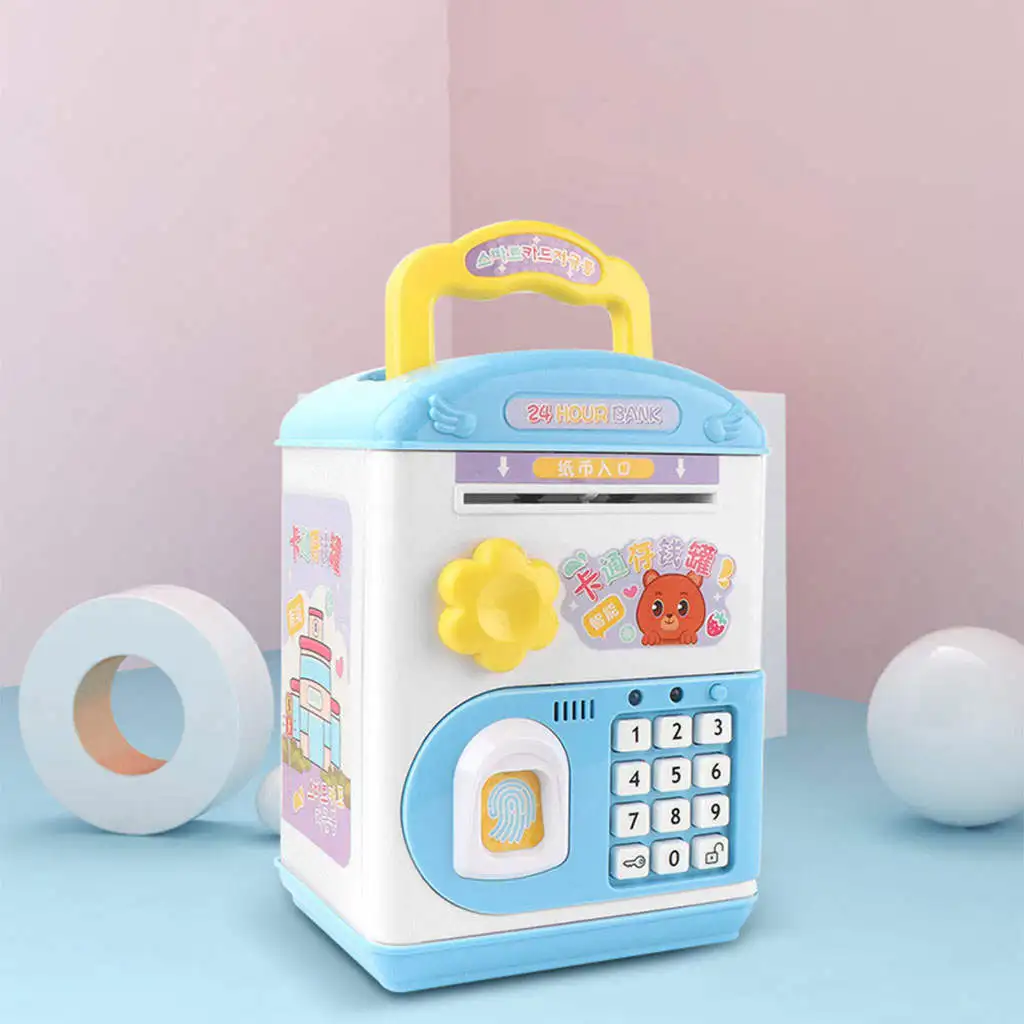 ATM Piggy Bank Fingerprint Password Code Lock Auto Scroll Cash Money