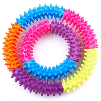 

Rubber Dog Toy Chew Squeaker Ring Clean Teeth Cute Dog Bite Toys Golden Retriever Jouets Chien Interactive Game Pets DD50WJ