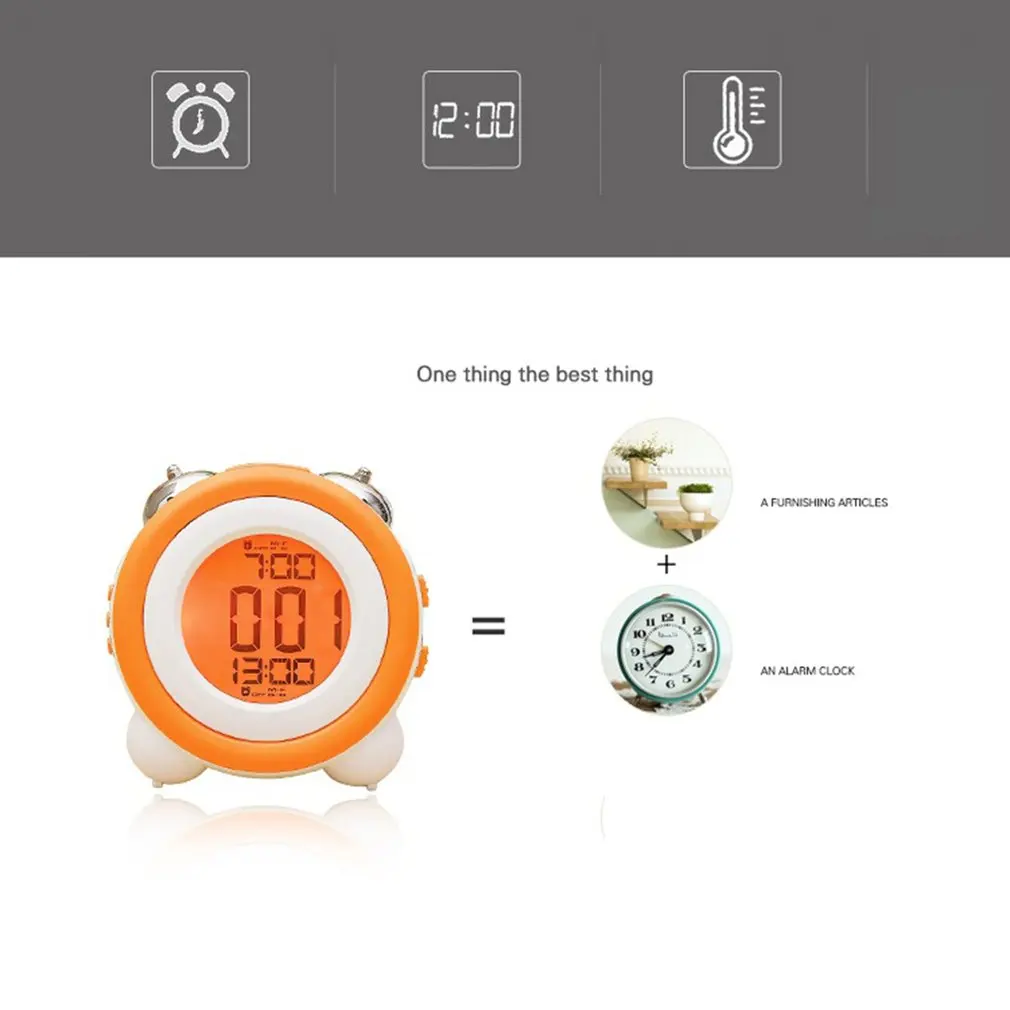 Alarm Clock Loud Light Bell Double Alarm Snooze Function LED Backlight Digital Battery Tabletop Clock