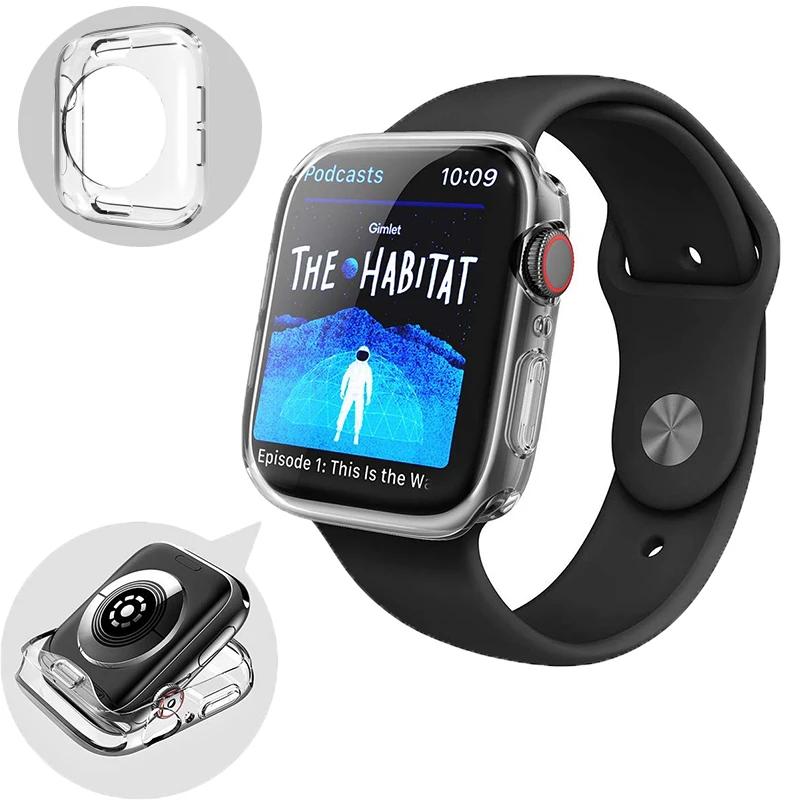 Прозрачный чехол для apple watch 4 44 мм 40 мм 360 полный прозрачный мягкий ТПУ ультратонкий протектор чехол для iWatch 4 44/40 мм аксессуары