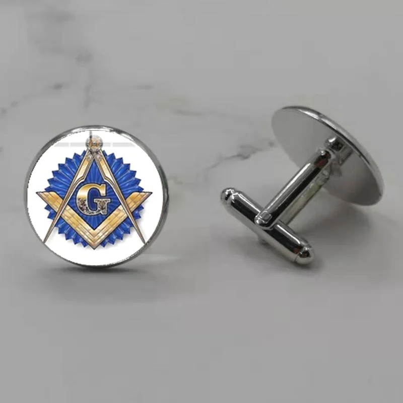 Silver3 Songda Винтаж Шарм яркая Пирамида запонки в форме глаз для мужчин масонский квадратный компас масонского стекла значок рубашка Запонки - Окраска металла: Silver3