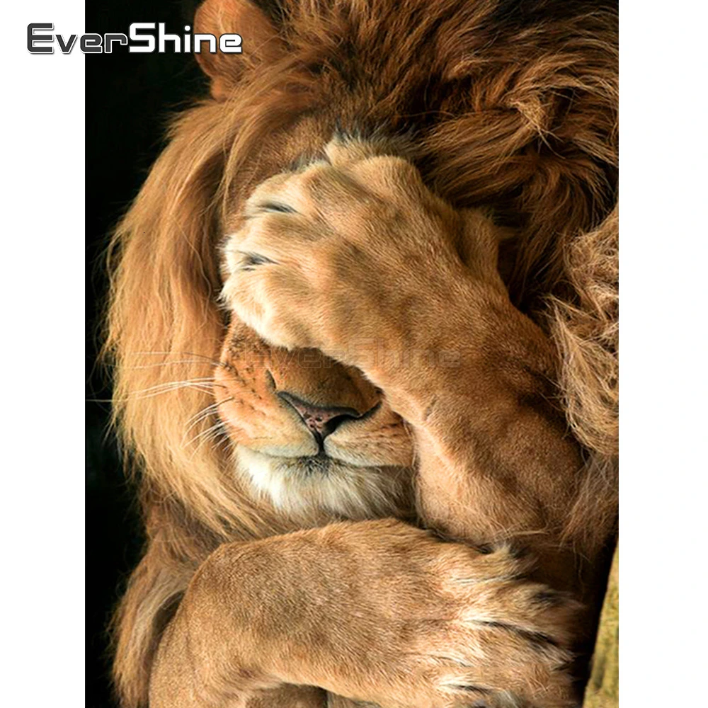EverShine алмазная вышивка полная выкладка лев мозаика животное картины стразами