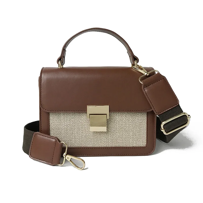 

Ougger Small Women Messenger Bags Handbags Fashion Style Brown PU Flap Bag with Sequined for Business