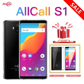 Перейти на Алиэкспресс и купить Allcall S1 смартфон с 5,5-дюймовым дисплеем, четырёхъядерным процессором MTK6580, ОЗУ 2 Гб, ПЗУ 16 Гб, Android 8,1, 18:9, 8 Мп + 2 МП