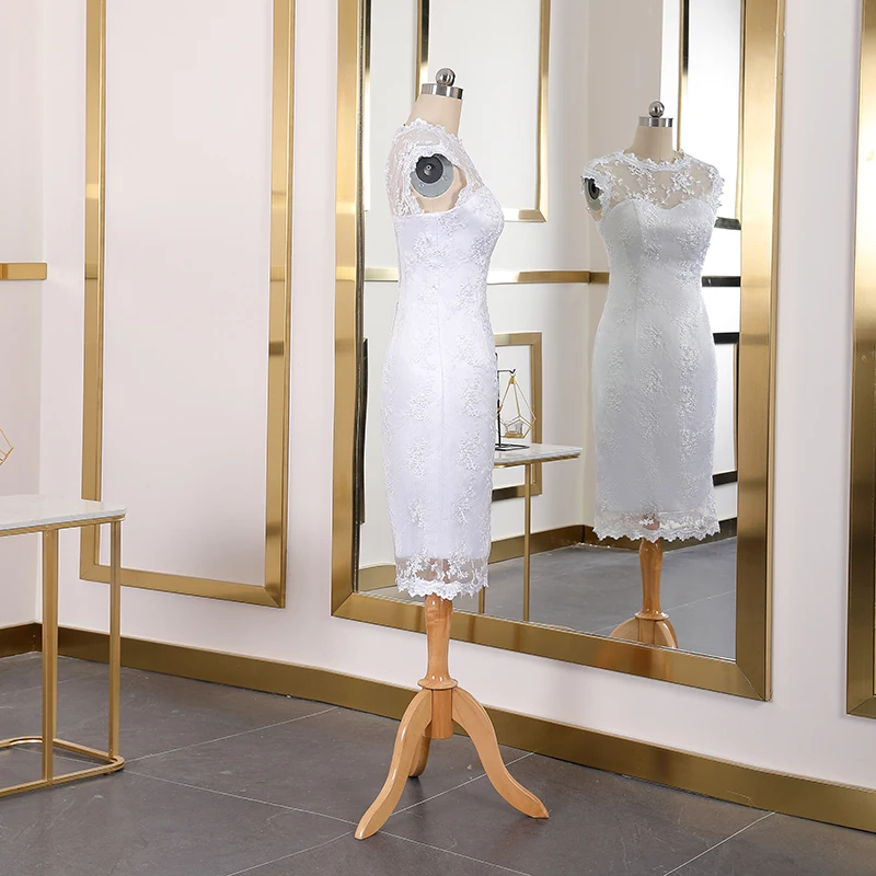 Vestido De Noiva, короткое Кружевное платье, свадебное платье, иллюзия, свадебные платья, украшение на шею, облегающее платье, кружевное платье, Vestidos Novia Cortos