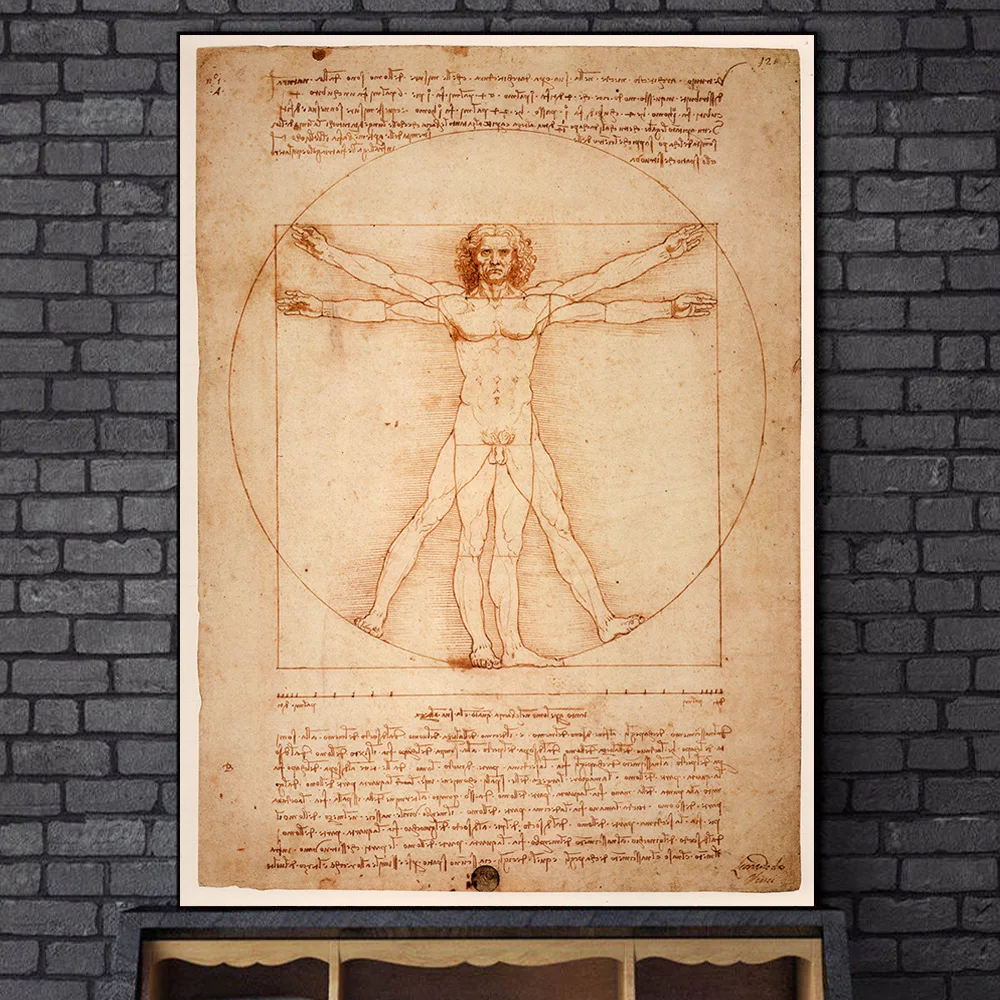 The Vitruvian Man by Leonardo da Vinci Printed On Canvas