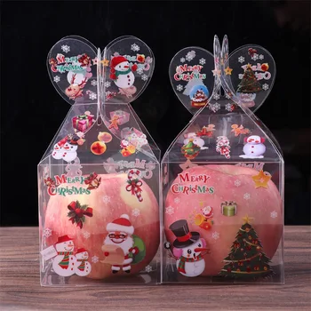 

20pcs PVC Transparent Candy Box Christmas Decoration Gift Box and Packaging Santa Claus Snowman Elk Reindeer Dragees Apple Boxes