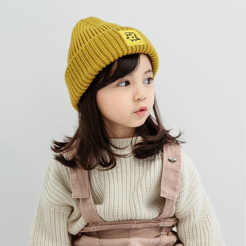 Зимняя шапка для девочки Beanie hat Baby шапка, шапки-бини для малышей Детские шляпы вязаная шапка для мальчиков и девочек, Повседневное однотонные Цвет