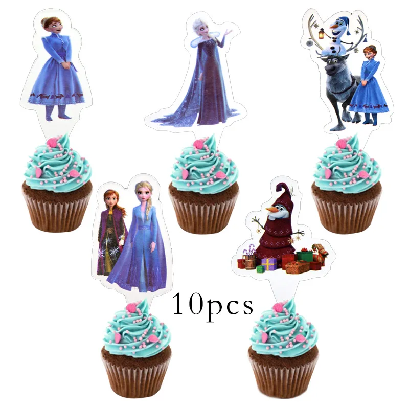 Disney Frozen Elsa принцесса 2 партия посуда для девочек украшения вечеринки по случаю дня рождения поставки и детские украшения комбинации партии - Цвет: a-cake topper-10pcs