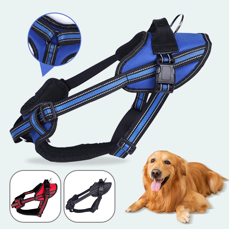 

Solid Nylon Reflective Dog Harness Collar Breathable Mesh Adjustable Breast-band Product For Dog Harness Small Large Pet Walking