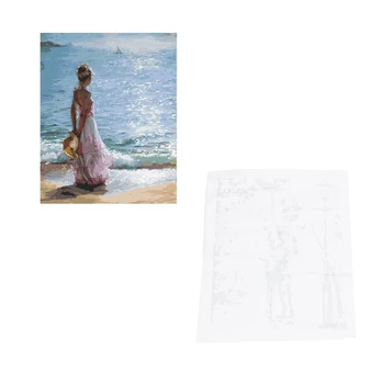 

Girl DIY Oil Painting Paint By Number Kit-Facing the Sea 16X20 Inch (Frameless) & Large Canvas DIY Digital Oil Painting Kit No F