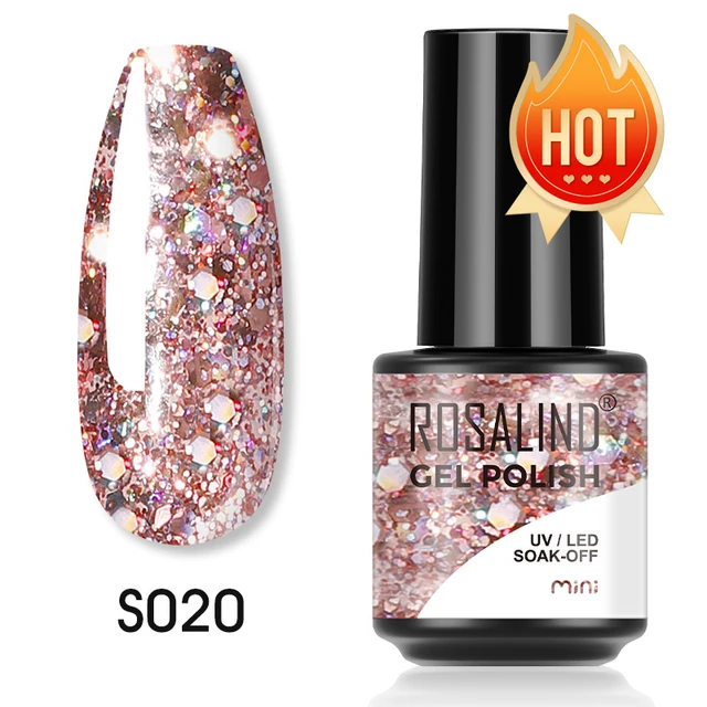 ROSALIND 7ml Gel Polish Semi Permanent Nails Gel Polish Soak Off UV LED Base Top Coat Vernis Nail Art Glitter Gel Varnish SLS-S020