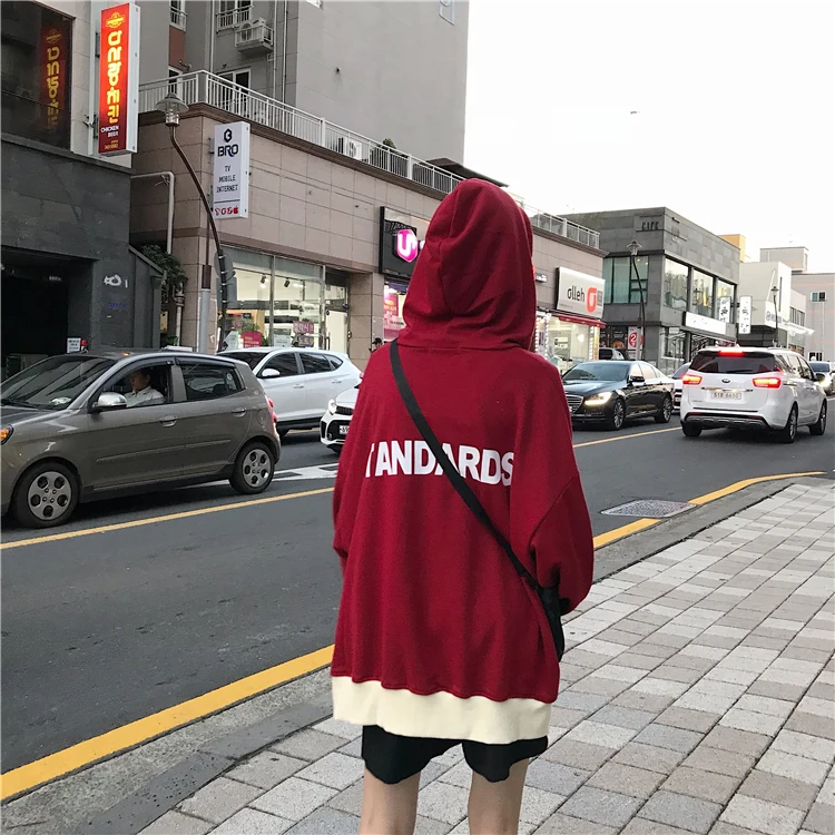 Spring Autumn Women Oversized Hoodies Sweatshirts Woman Zipper Cotton Tracksuit Letter Printed Outwear Hoody Coat