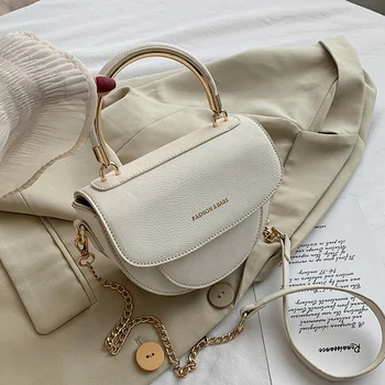 

Metal Handle Small PU Leather Crossbody Bags For Women 2020 Elegant Shoulder Handbags Female Travel Totes Chain Hand Bag