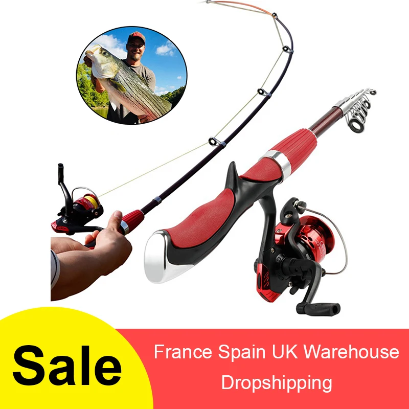 Telescopic Fishing Rod Combo and Reel Full Kit Ice Fishing Spinning Reel Rod Pole Gear Set with Lure Hook Fish Tool Telescopic Fishing Rod Combo and Reel Full Kit Ice Fishing Spinning Reel Rod Pole Gear Set with Lure Hook Fish Tool
