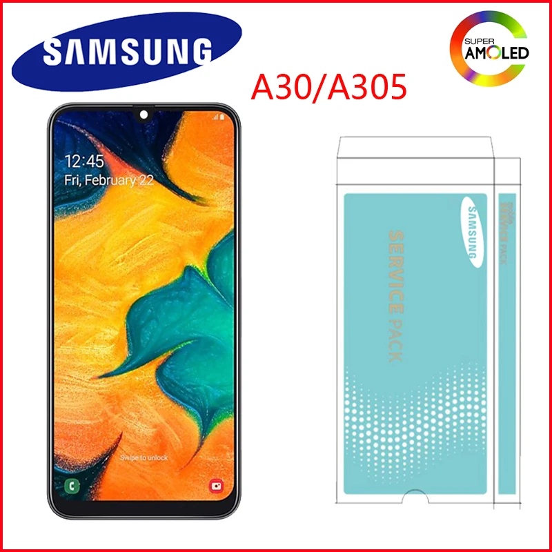 6,4 ''Супер AMOLED ЖК-дисплей для SAMSUNG GALAXY A30 lcd A305/DS A305F A305FD A305A сенсорный экран дигитайзер сборка