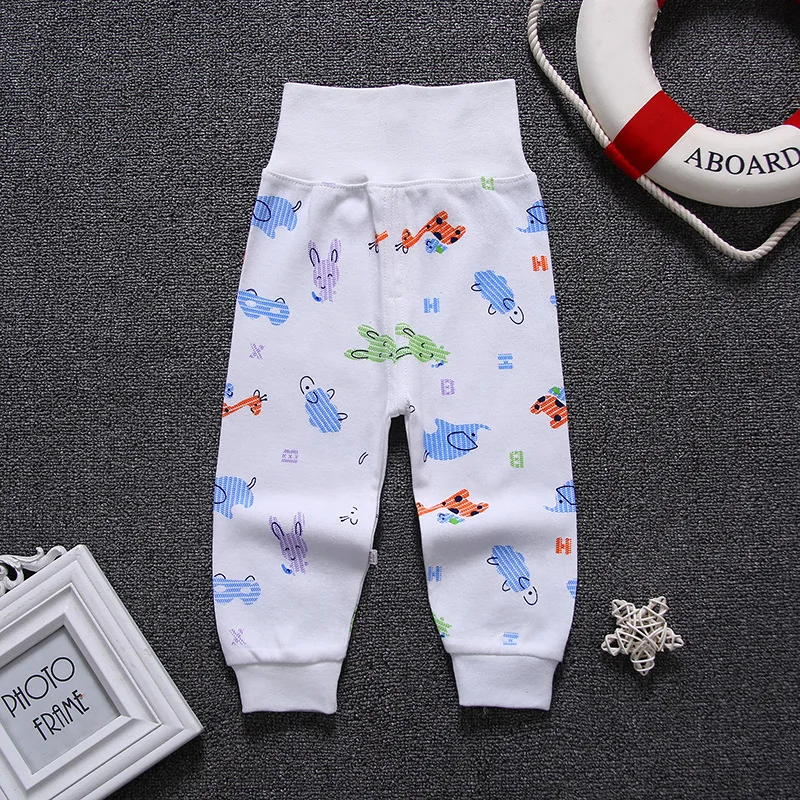 

Cartoon High Belly Harem Pants Kids Boy Gril Cotton Leggings Baby High Waist Elastic Trousers Inafnt Abdomen Protector Clothes