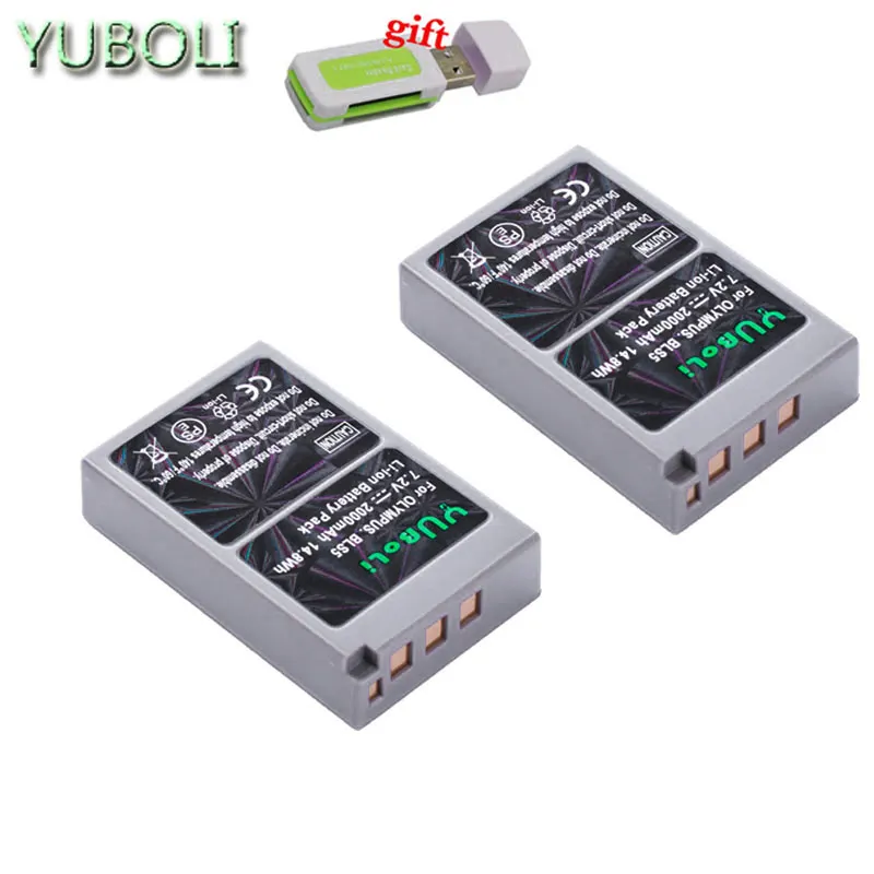2000mAh PS-BLS5 BLS-5 BLS5 BLS50 батарея+ двойное зарядное устройство для Olympus PEN E-PL2, E-PL5, E-PL6, E-PL7, E-PM2, E-M10, E-M10, II, Stylus1 - Цвет: 2battery