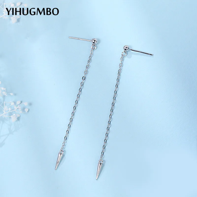 YHUGMBO 100% стерлингового серебра 925 корейские длинные серьги для женщин Свадебные