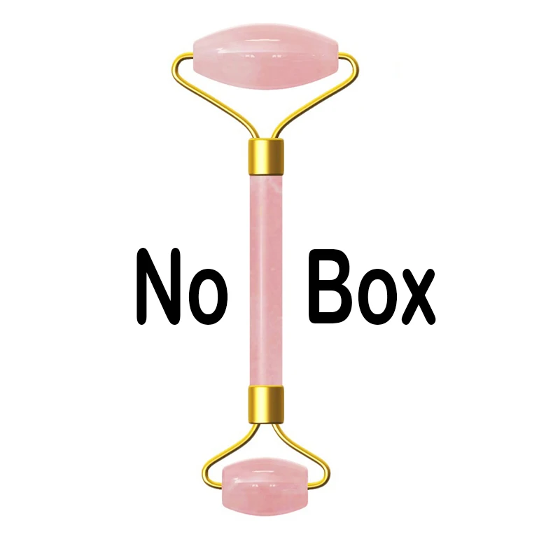 Pink Roller no box Розовый кристаллический камень нефритовый ролик Набор Массаж подтяжка лица роликовый лицевой массажер для похудения натуральный кварцевый камень инструмент для массажа шеи - Цвет: Pink Roller no box
