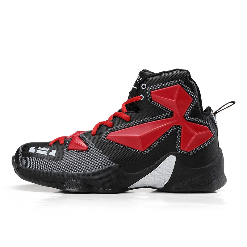 black and red Парные баскетбольные кроссовки Jordan мужские баскетбольные ботинки с высоким берцем мужские амортизирующие кроссовки Мужская износостойкая Уличная обувь унисекс - Цвет: black and red